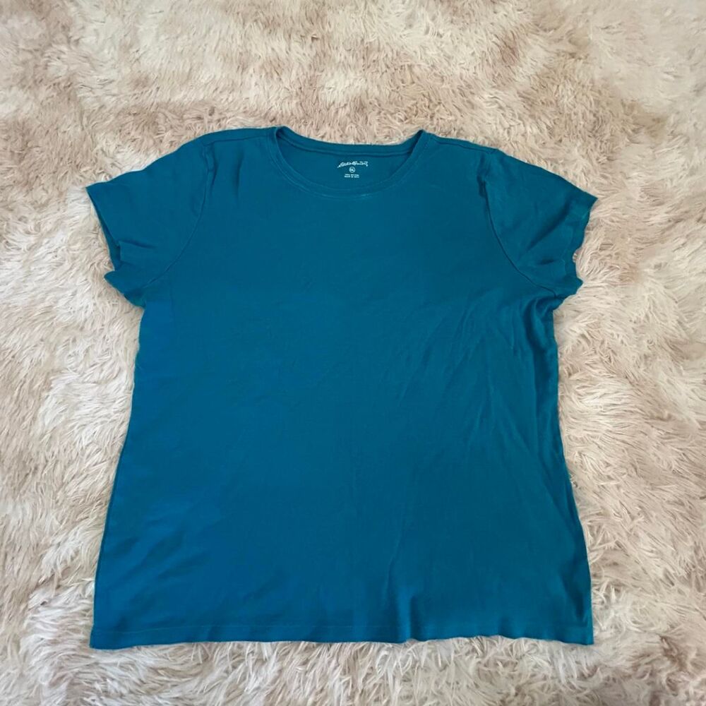 Eddie-bauer Women's Blue and Green T-shirt